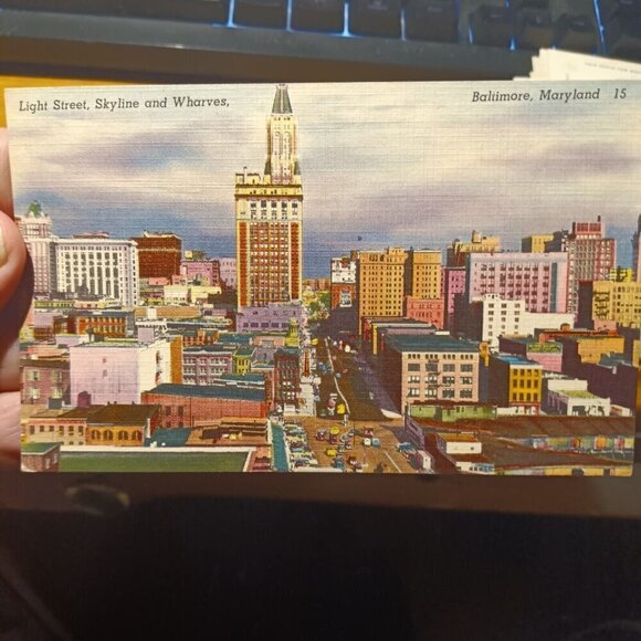 Vintage Other - Light Street, Skyline and Wharves, Baltimore Postcard